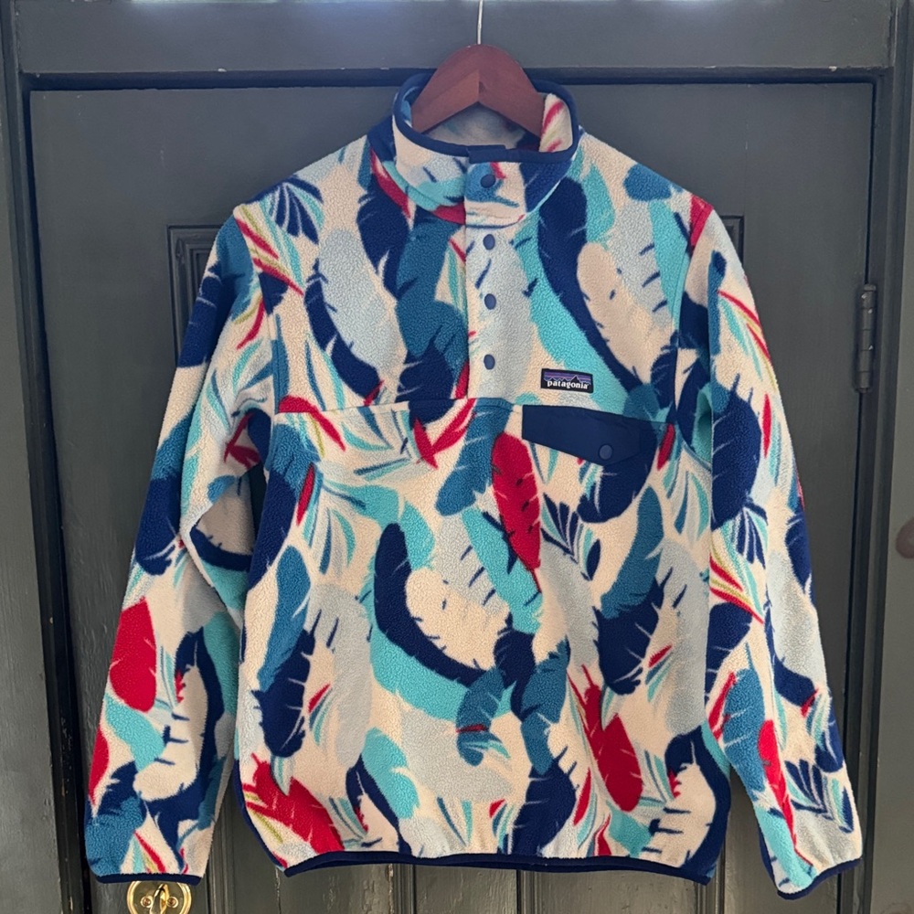 Patagonia Multicolor Feather Snap T synchilla Fleece- rare